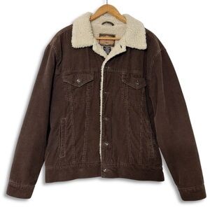 Vintage Y2K Arizona Corduroy Sherpa Lined Trucker Jacket Brown